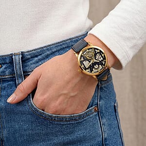 EON 1962 Automatic Mechanical Movement Bue Dial Watch in Goldtone