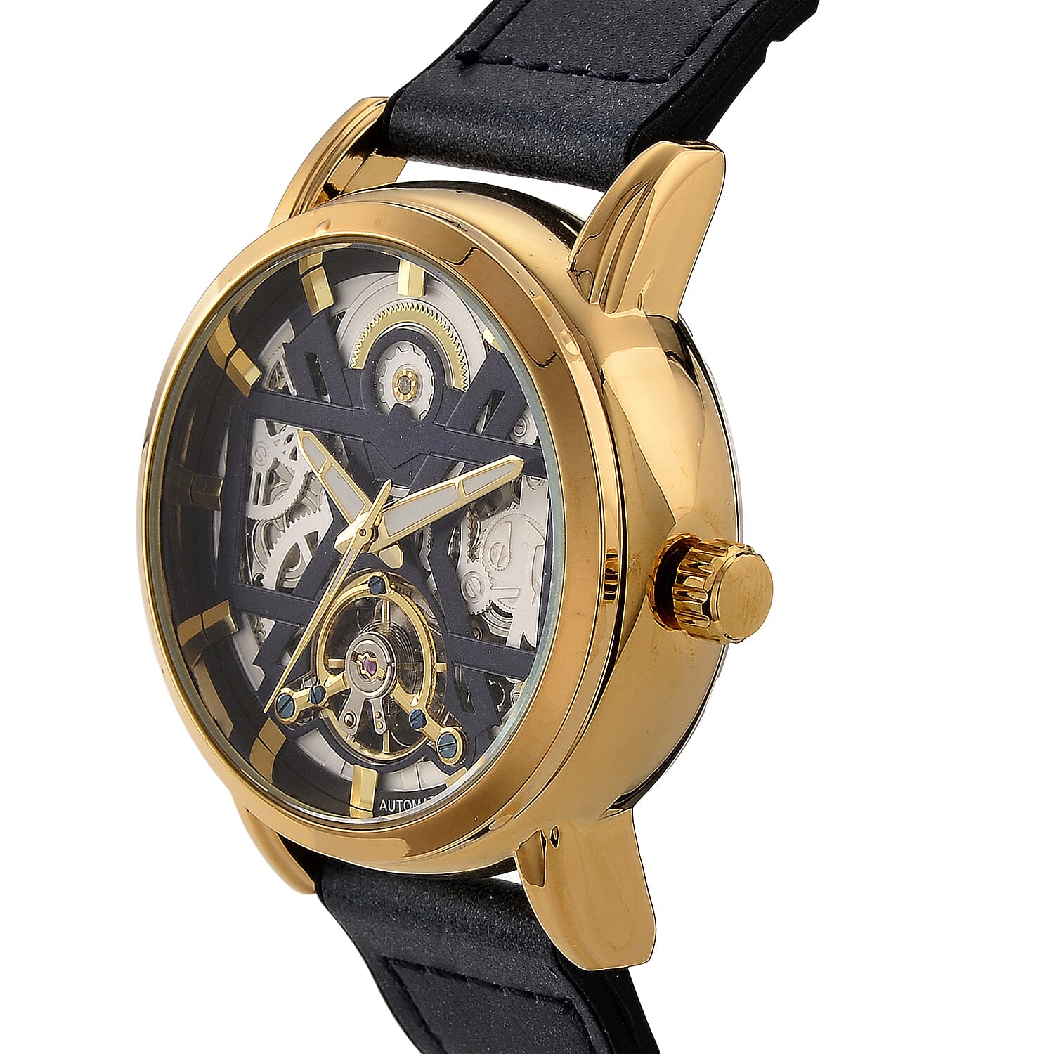 EON 1962 Automatic Mechanical Movement Blue Dial Watch in Goldtone