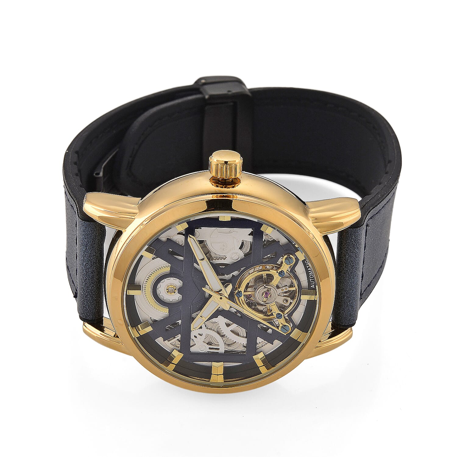 EON 1962 Automatic Mechanical Movement Blue Dial Watch in Goldtone