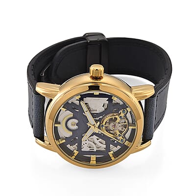 EON 1962 Automatic Mechanical Movement Blue Dial Watch in Goldtone