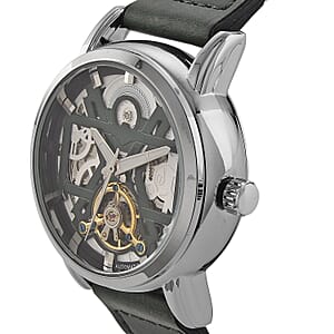 EON 1962 Automatic Mechanical Movement Green Dial Watch in Silvertone