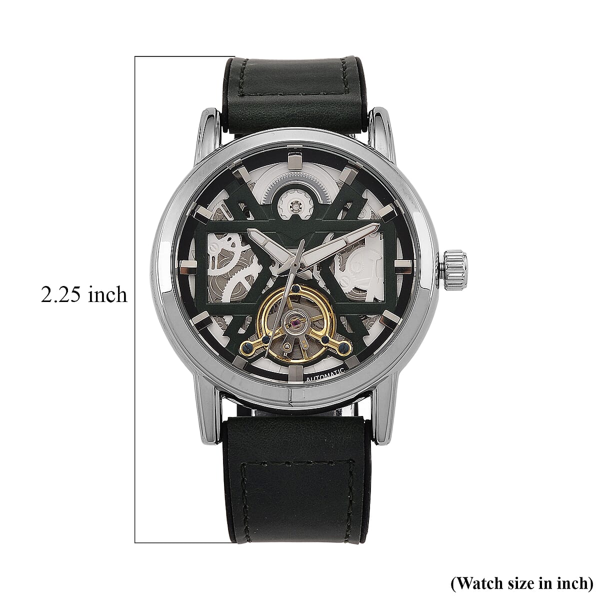 EON 1962 Automatic Mechanical Movement Green Dial Watch in Silvertone image number 7