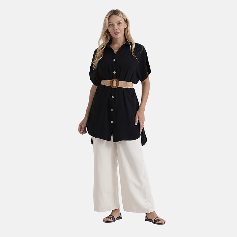 La Marey Black Woven Tunic - One Size Fits Most