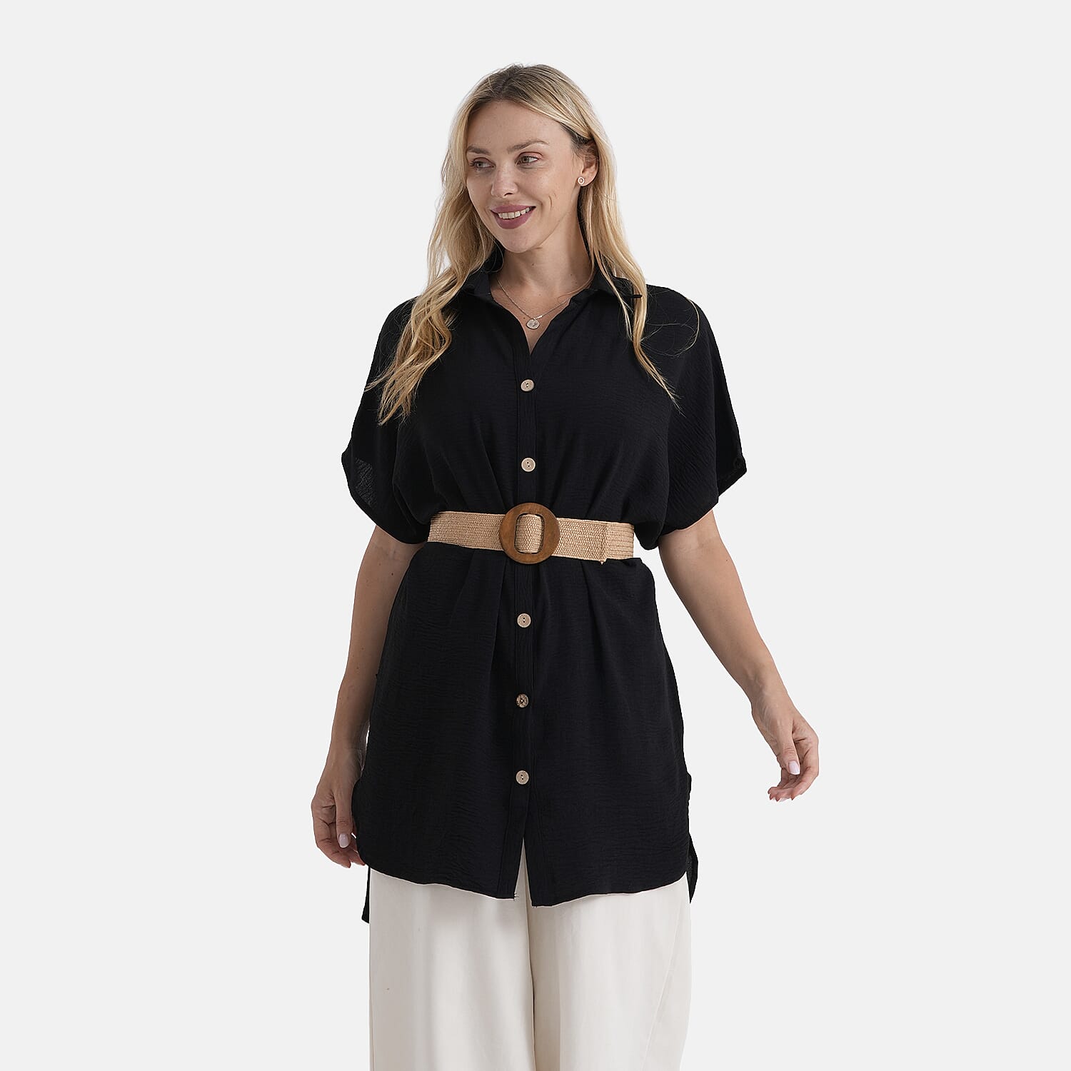La Marey Black Woven Tunic - One Size Fits Most