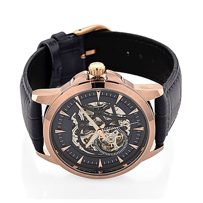 Shawn's Special Pick GENOA Automatic Mechanical Movement Watch with Blue Leather Strap