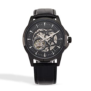 Shawn's Special Pick GENOA Automatic Mechanical Movement Watch with Black Leather Strap