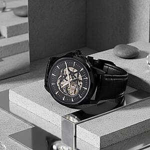 Shawn's Special Pick GENOA Automatic Mechanical Movement Watch with Black Leather Strap
