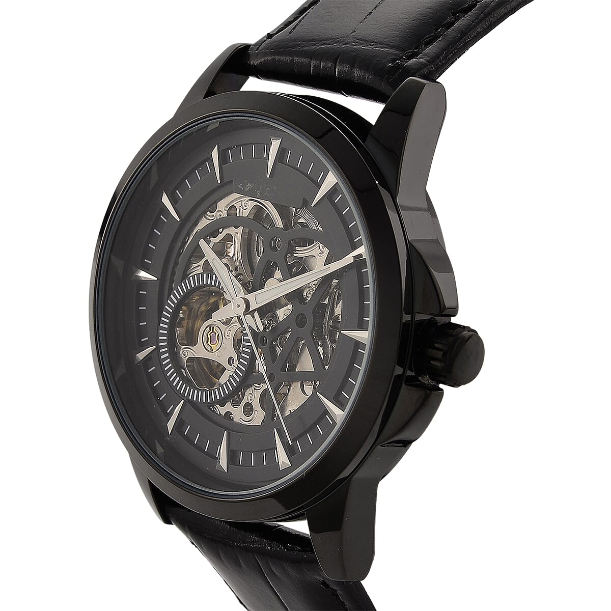 Shawn's Special Pick GENOA Automatic Mechanical Movement Watch with Black Leather Strap image number 3