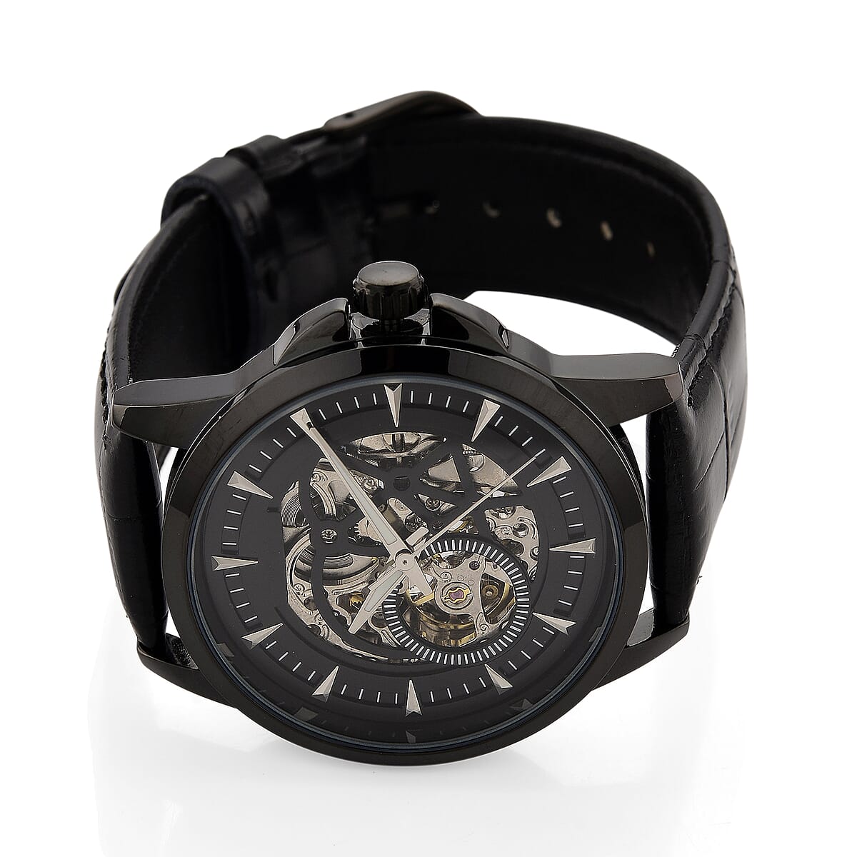 Shawn's Special Pick GENOA Automatic Mechanical Movement Watch with Black Leather Strap image number 4