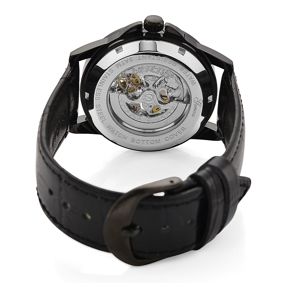 Shawn's Special Pick GENOA Automatic Mechanical Movement Watch with Black Leather Strap image number 6
