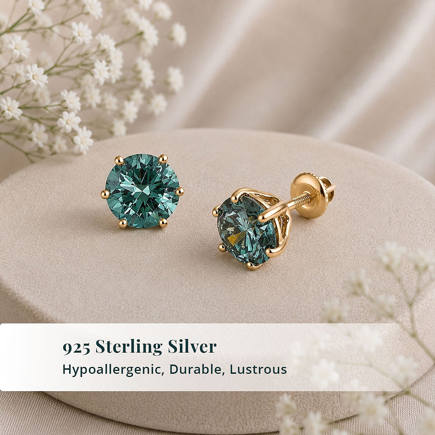 Luxuriant Lab Grown Green Diamond (IR) (SI) 2.00 ctw Timeless Promise Stud Earrings in 10K Yellow Gold