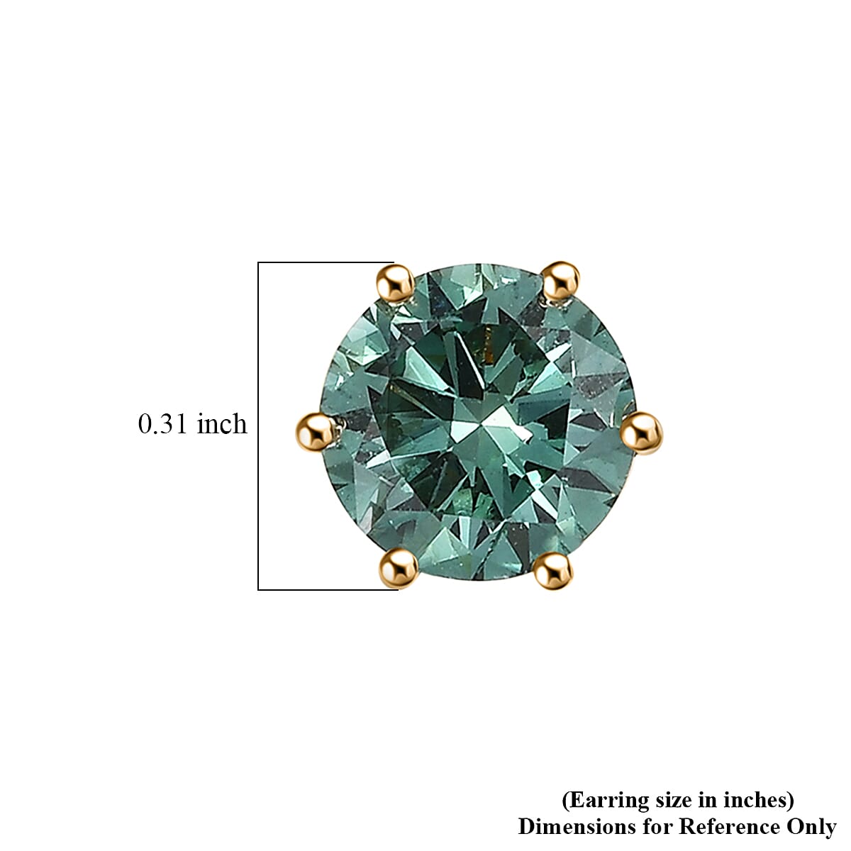 Luxuriant Lab Grown Green Diamond (IR) (SI) 2.00 ctw Timeless Promise Stud Earrings in 10K Yellow Gold image number 5
