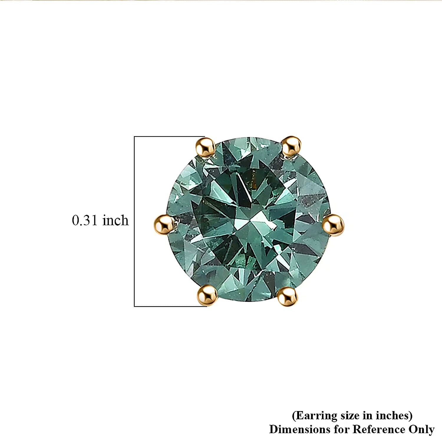 Luxuriant Lab Grown Green Diamond (IR) (SI) 2.00 ctw Timeless Promise Stud Earrings in 10K Yellow Gold