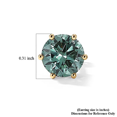 Luxuriant Lab Grown Green Diamond (IR) (SI) 2.00 ctw Timeless Promise Stud Earrings in 10K Yellow Gold