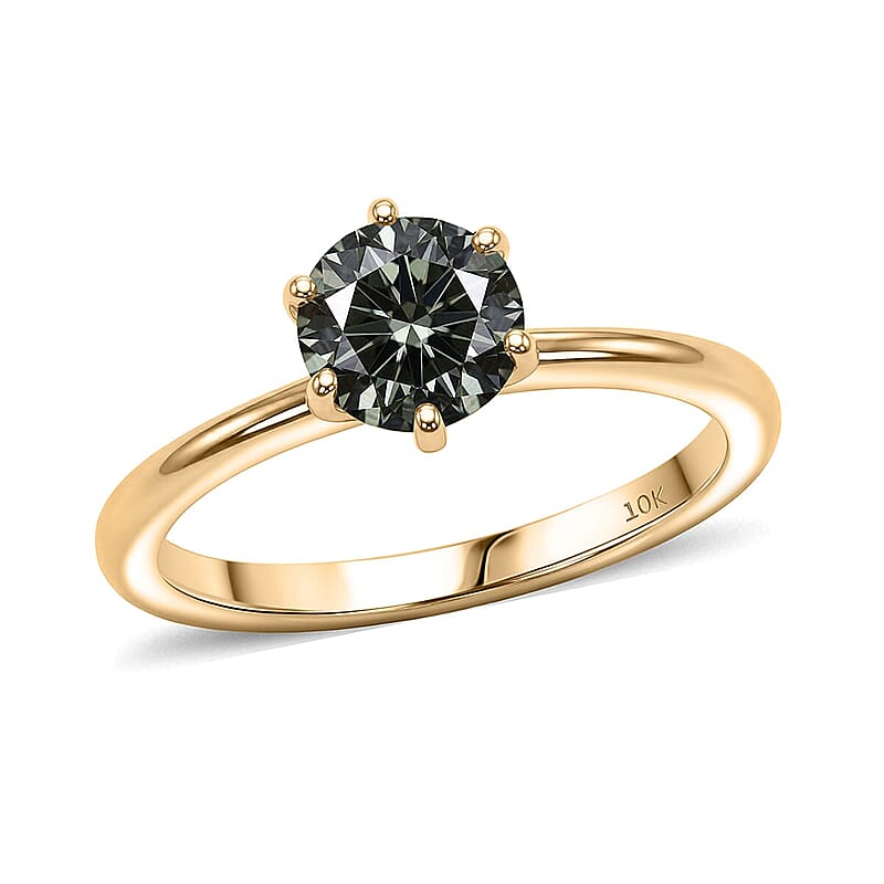 Luxuriant Lab Grown Green Diamond SI 1.00 ctw Timeless Promise Ring in 10K Yellow Gold (Size 10.0)