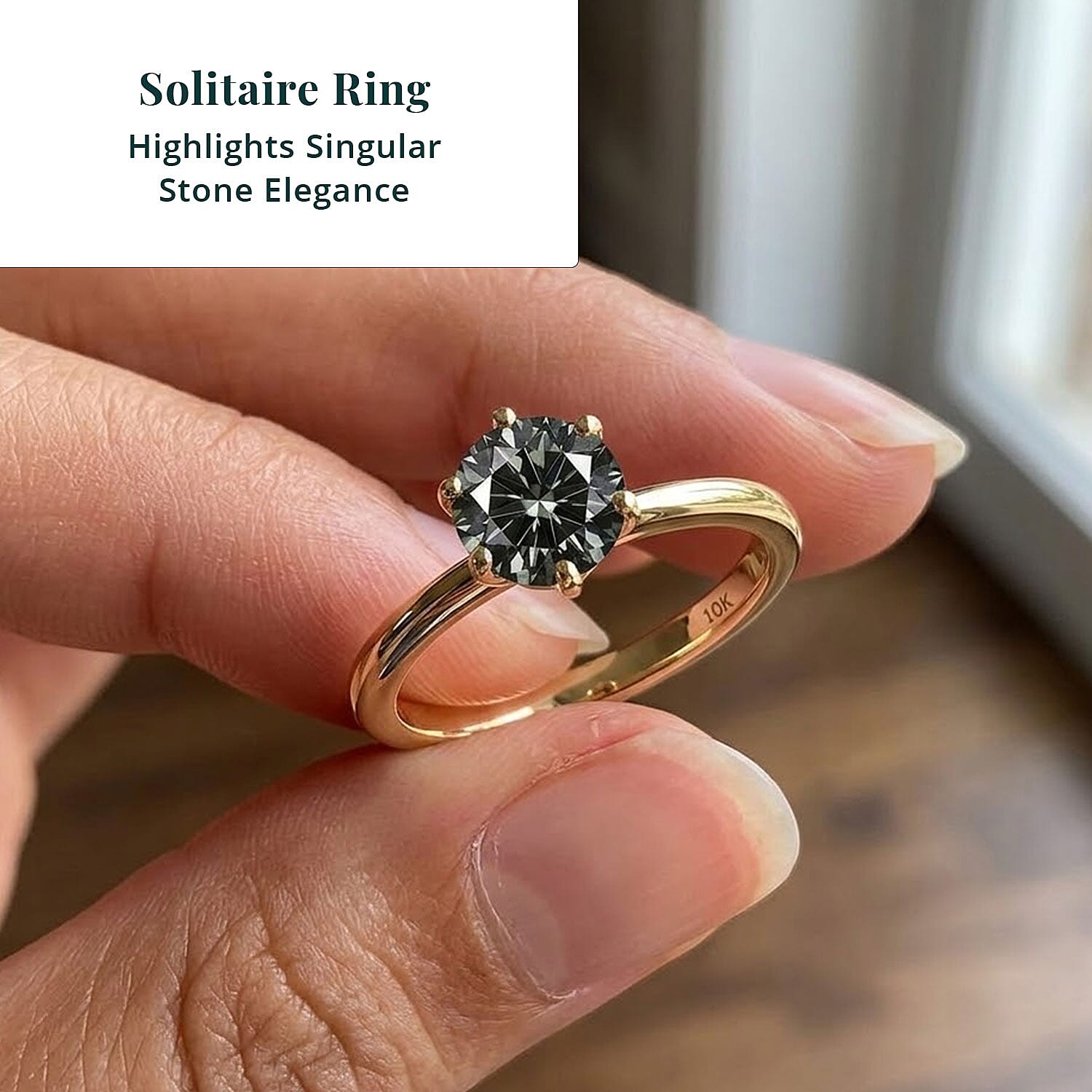 Luxuriant Lab Grown Green Diamond SI 1.00 ctw Timeless Promise Ring in 10K Yellow Gold (Size 10.0)