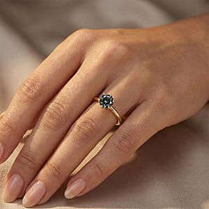 Luxuriant Lab Grown Green Diamond SI 1.00 ctw Timeless Promise Ring in 10K Yellow Gold (Size 6.0)