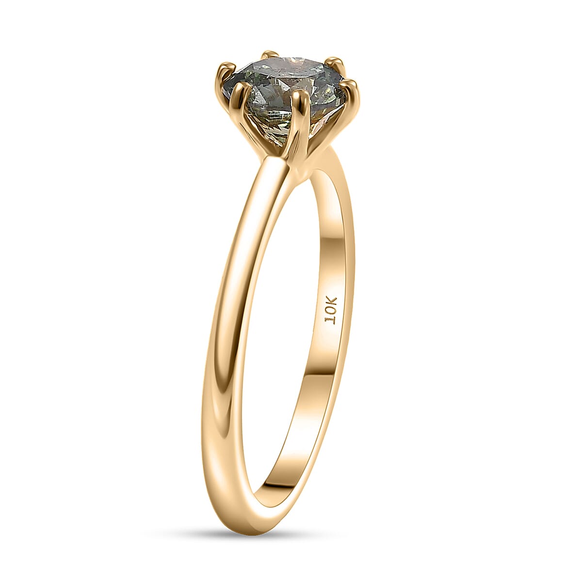 Luxuriant Lab Grown Green Diamond SI 1.00 ctw Timeless Promise Ring in 10K Yellow Gold (Size 7.0) image number 3