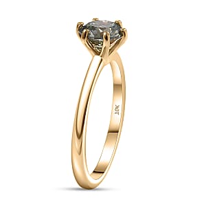 Luxuriant Lab Grown Green Diamond SI 1.00 ctw Timeless Promise Ring in 10K Yellow Gold (Size 7.0)