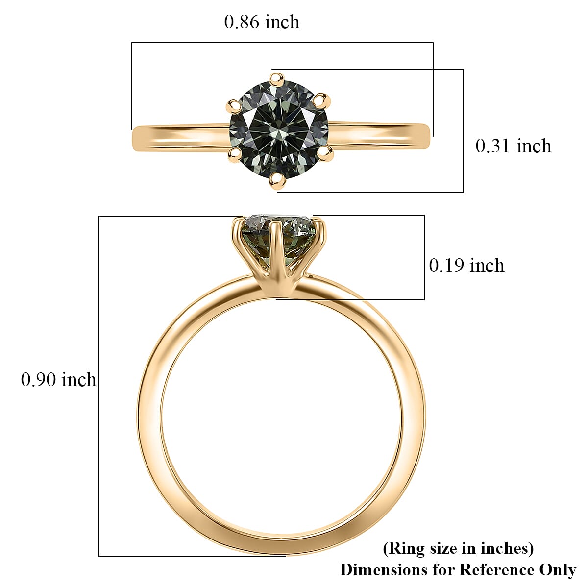 Luxuriant Lab Grown Green Diamond SI 1.00 ctw Timeless Promise Ring in 10K Yellow Gold (Size 7.0) image number 5