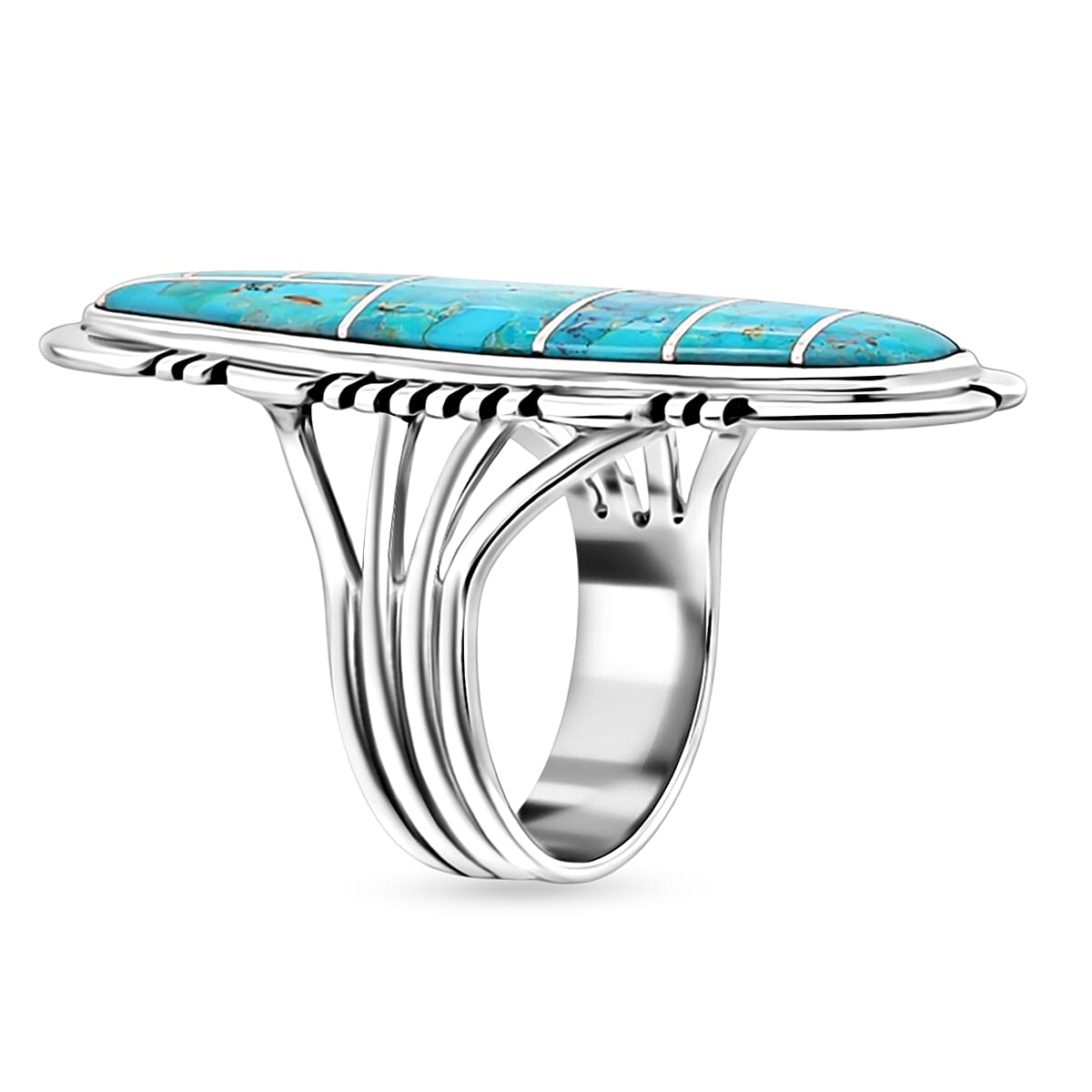 Santa  Fe Style Kingman Turquoise  11.00 ctw Ring in Sterling Silver (Size 10.0)