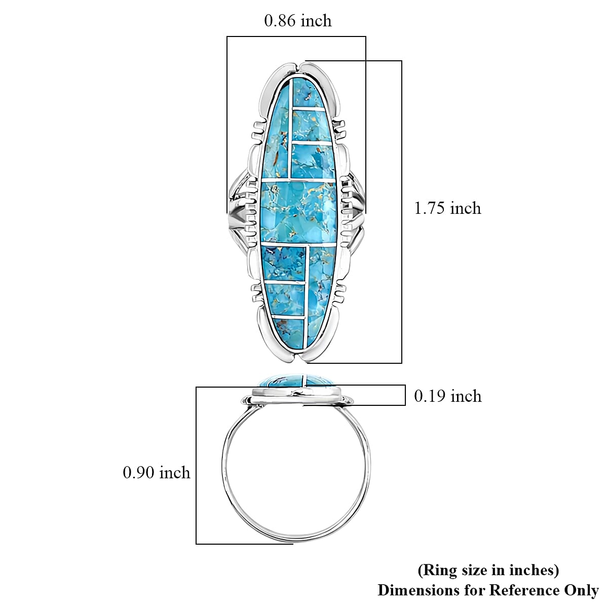 Santa  Fe Style Kingman Turquoise  11.00 ctw Ring in Sterling Silver (Size 10.0)