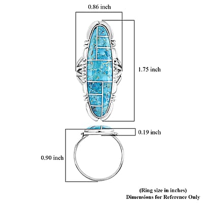 Santa  Fe Style Kingman Turquoise  11.00 ctw Ring in Sterling Silver (Size 10.0)