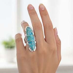 Santa  Fe Style Kingman Turquoise  11.00 ctw Ring in Sterling Silver (Size 11.0)