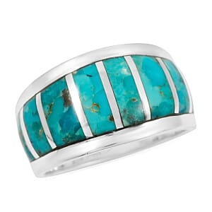 Santa Fe Style Kingman Turquoise  8.00 ctw Ring in Sterling Silver (Size 10.0)