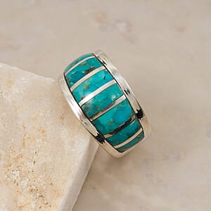 Santa Fe Style Kingman Turquoise  8.00 ctw Ring in Sterling Silver (Size 10.0)