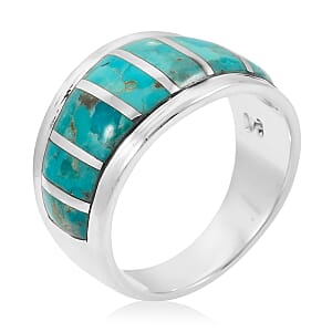 Santa Fe Style Kingman Turquoise  8.00 ctw Ring in Sterling Silver (Size 10.0)