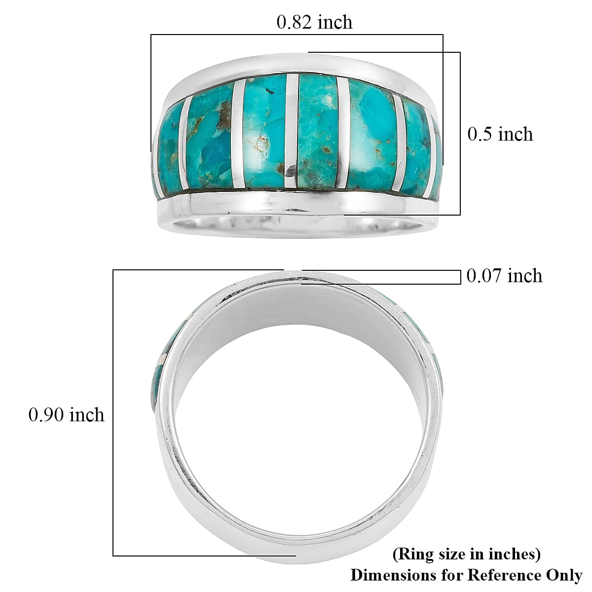 Santa Fe Style Kingman Turquoise  8.00 ctw Ring in Sterling Silver (Size 10.0) image number 4