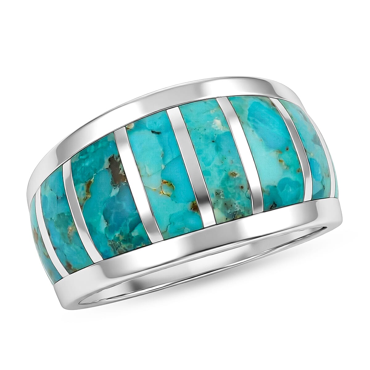 Santa Fe Style Kingman Turquoise  8.00 ctw Ring in Sterling Silver (Size 7.0)