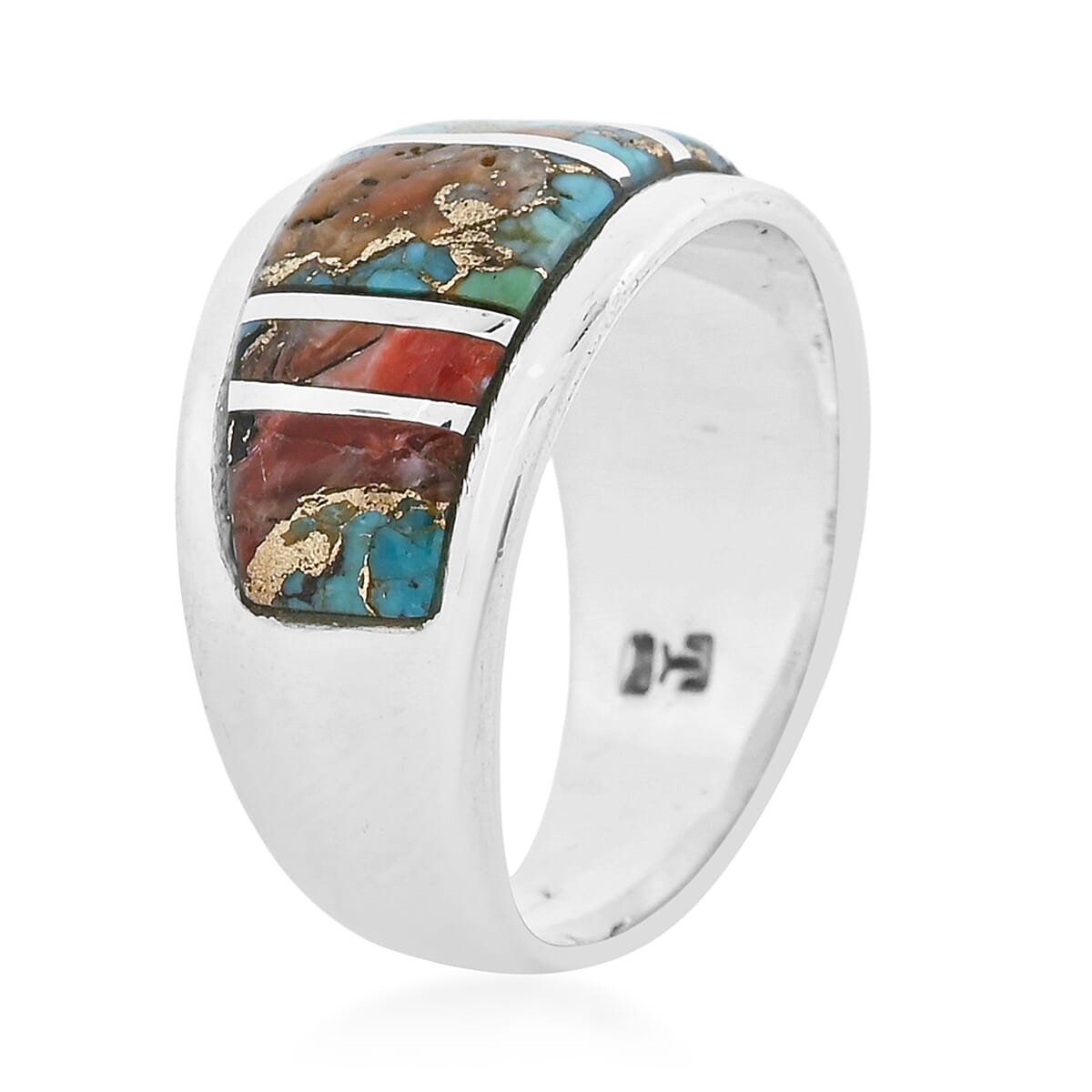 Santa Fe Style Spiny Turquoise 8.00 ctw Ring in Sterling Silver (Size 7.0) 