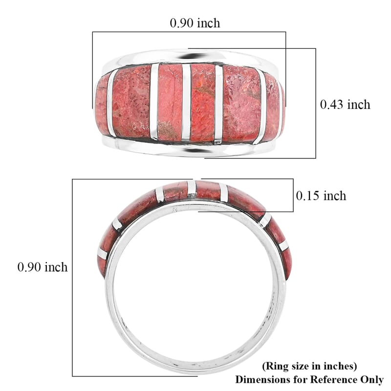 Santa Fe Style Red Coral Ring in Sterling Silver (Size 10.0)