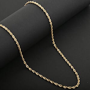 10K Yellow Gold Hollow Rope Chain Necklace (24 Inches)3.80 Grams 