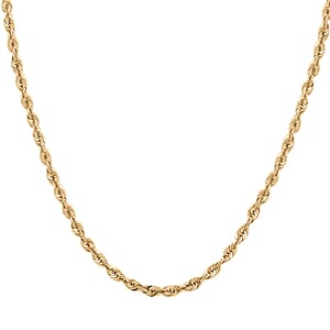 10K Yellow Gold Hollow Rope Chain Necklace (24 Inches)3.80 Grams 