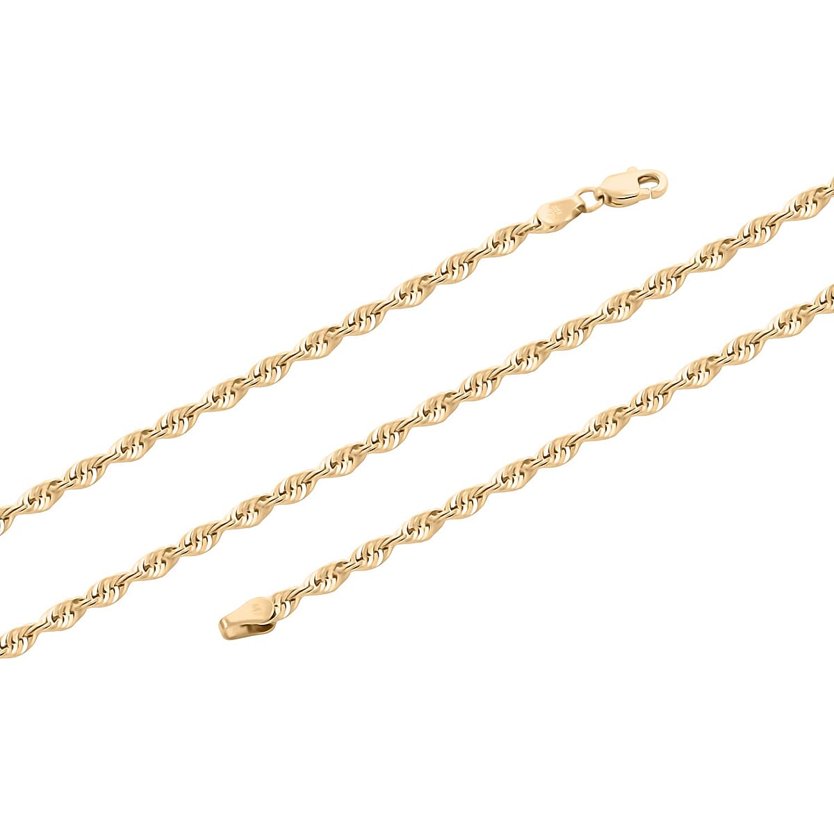10K Yellow Gold Hollow Rope Chain Necklace (26 Inches)4.00 Grams  image number 3