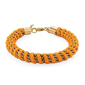 Golden Color Cord Bracelet in ION Plated YG Stainless Steel (8-10In)