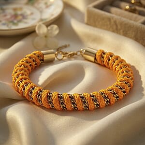 Golden Color Cord Bracelet in ION Plated YG Stainless Steel (8-10In)