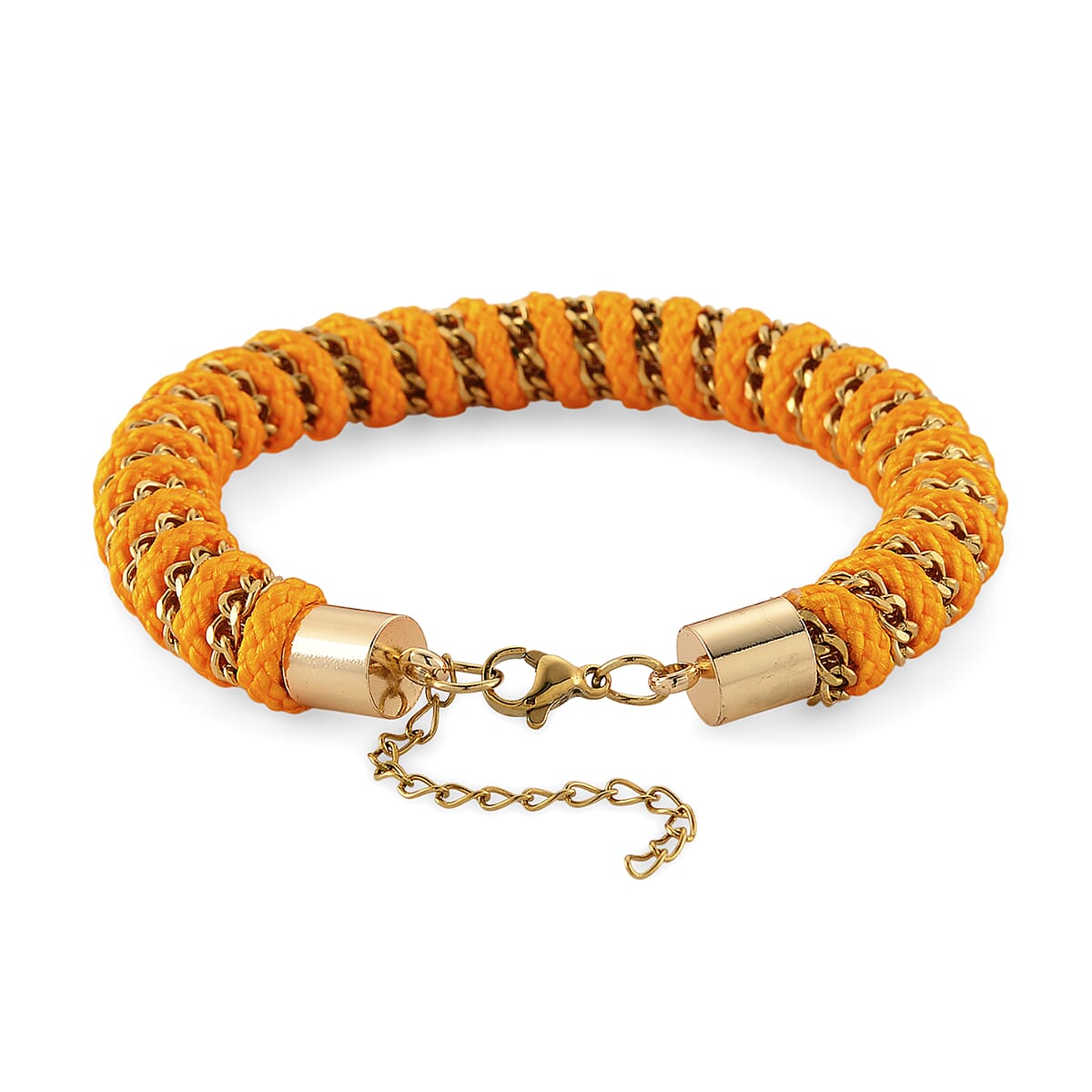 Golden Color Cord Bracelet in ION Plated YG Stainless Steel (8-10In) image number 3