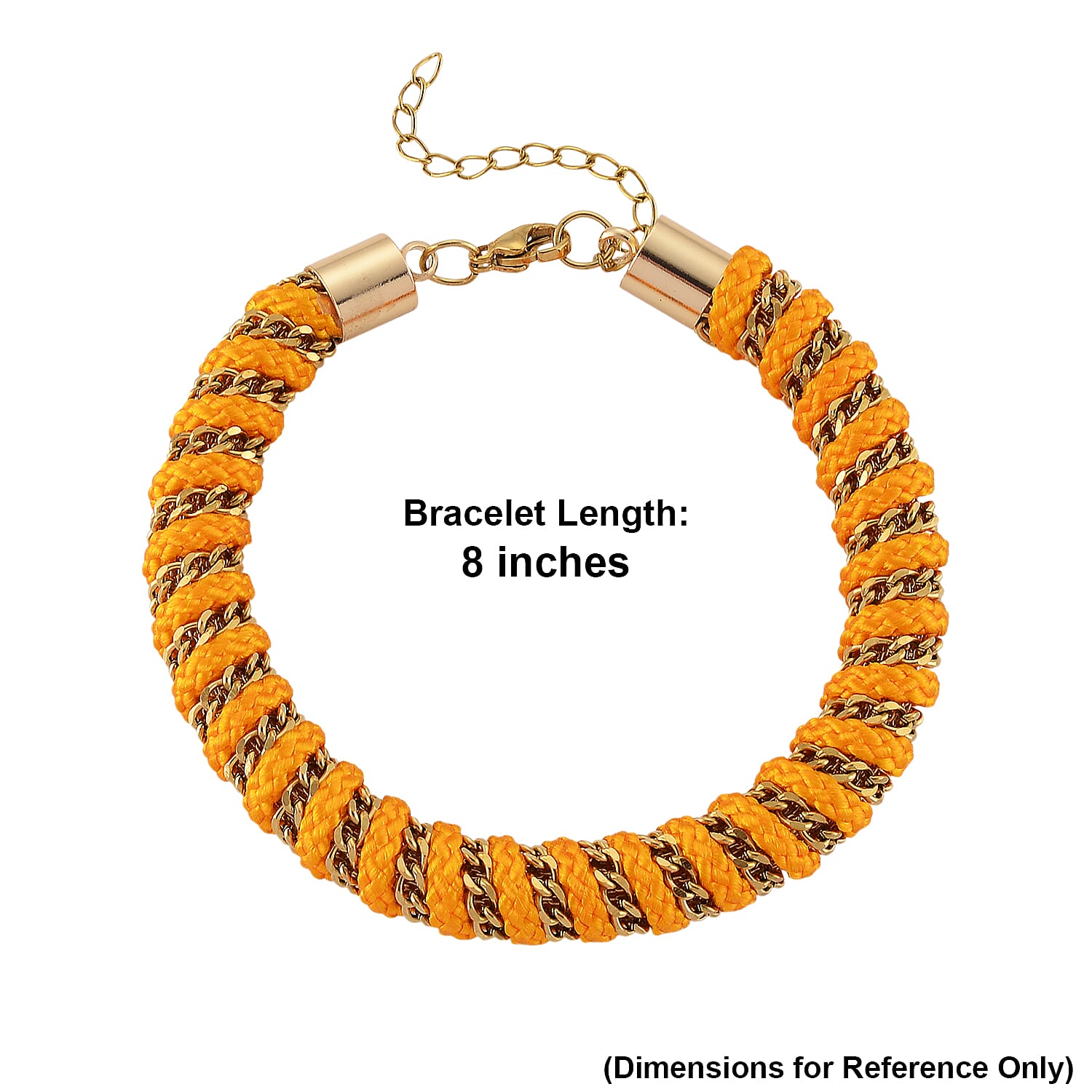Golden Color Cord Bracelet in ION Plated YG Stainless Steel (8-10In)