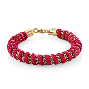 Pink Color Cord Bracelet in ION Plated YG Stainless Steel (8-10In)