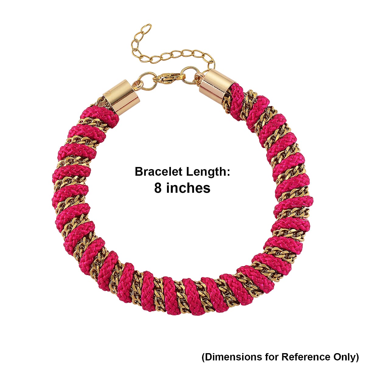 Pink Color Cord Bracelet in ION Plated YG Stainless Steel (8-10In) image number 5