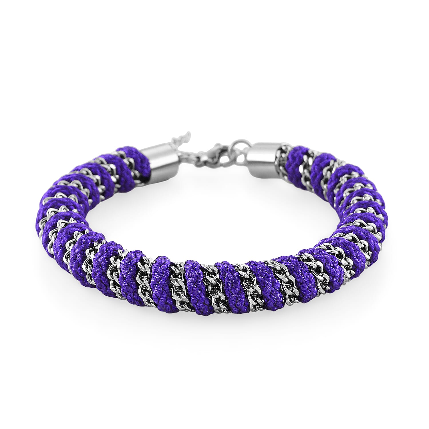 Purple Color Cord Bracelet in Stainless Steel (8-10In)