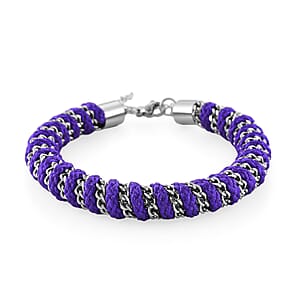 Purple Color Cord Bracelet in Stainless Steel (8-10In)