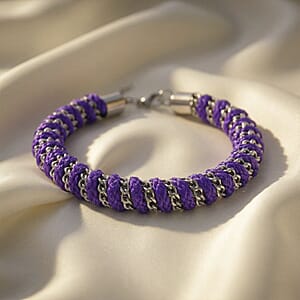 Purple Color Cord Bracelet in Stainless Steel (8-10In)