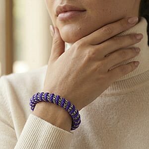 Purple Color Cord Bracelet in Stainless Steel (8-10In)