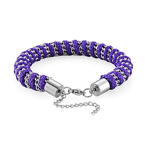 Purple Color Cord Bracelet in Stainless Steel (8-10In)