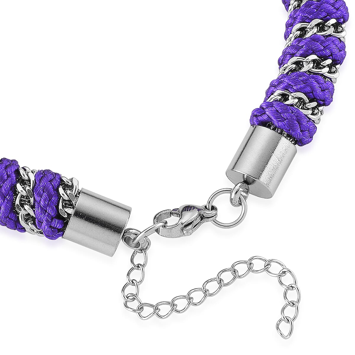 Purple Color Cord Bracelet in Stainless Steel (8-10In) image number 4